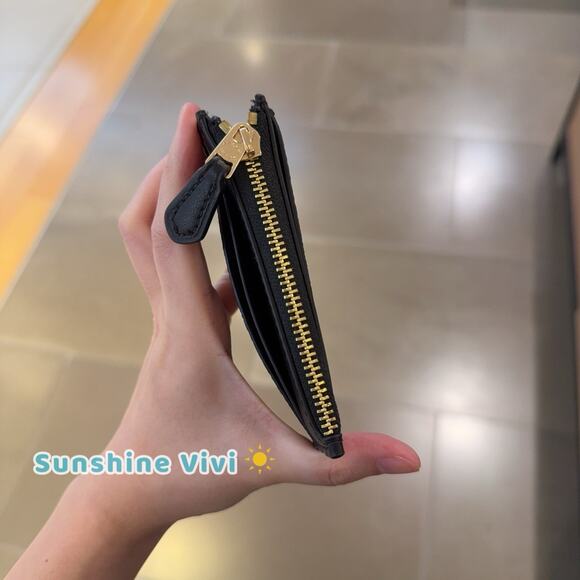 NWT Coach Mini Skinny ID Case CW870 Walnut Brown Black Signature Canvas - Picture 4 of 4